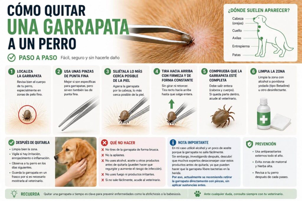 Cómo quitar una garrapata a un perro paso a paso de forma segura con pinzas