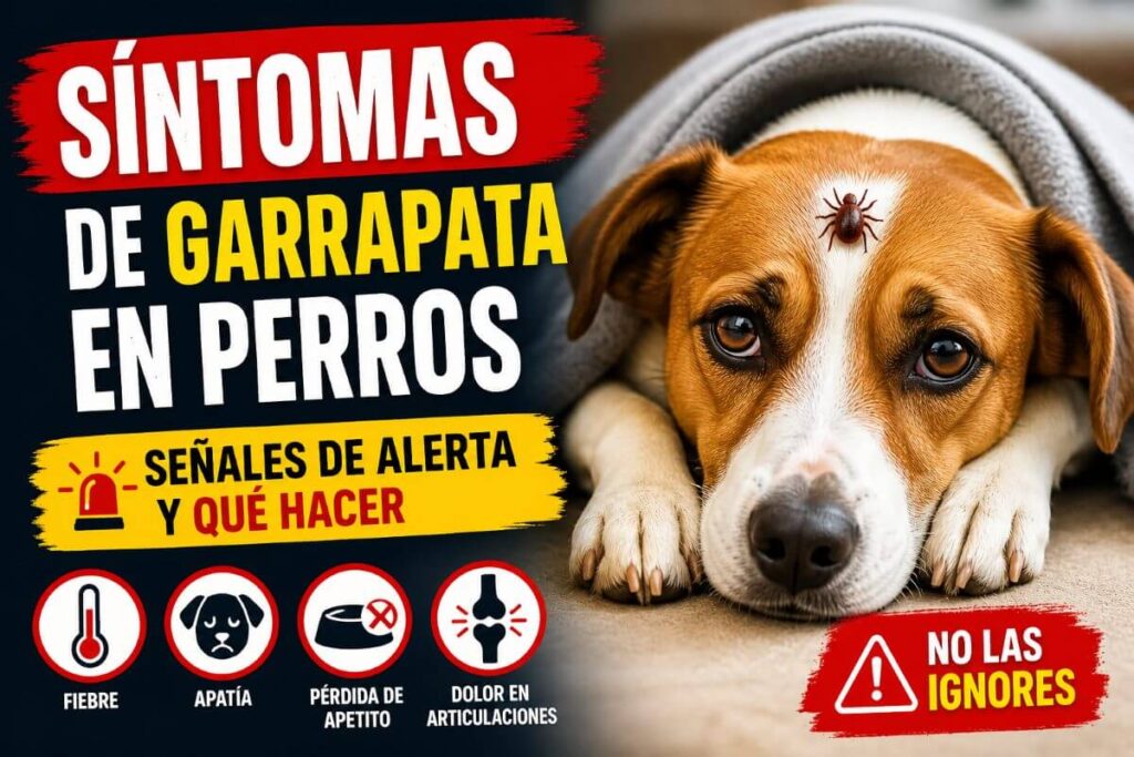 Perro con síntomas de enfermedad por garrapatas mostrando decaimiento y falta de energía